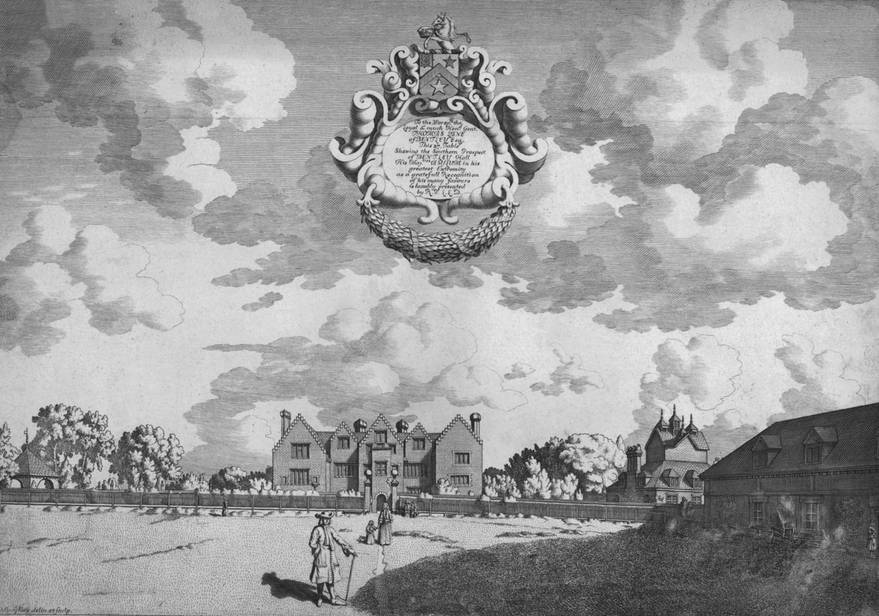 Bentley Hall Southern Prospect, c1686. od Michael Burghers