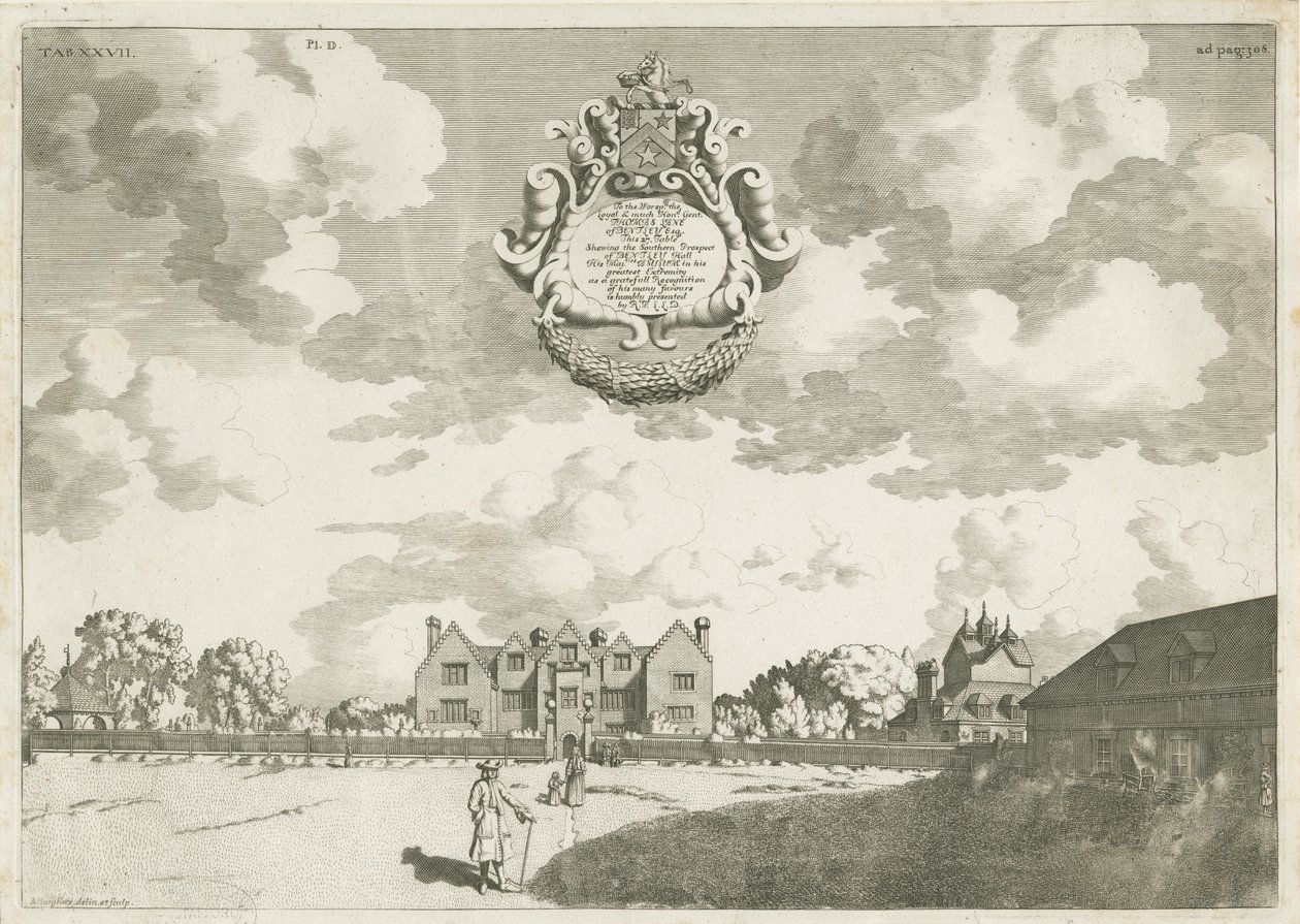 Bentley Hall: mědirytina, [1686] (tisk) od Michael Burghers