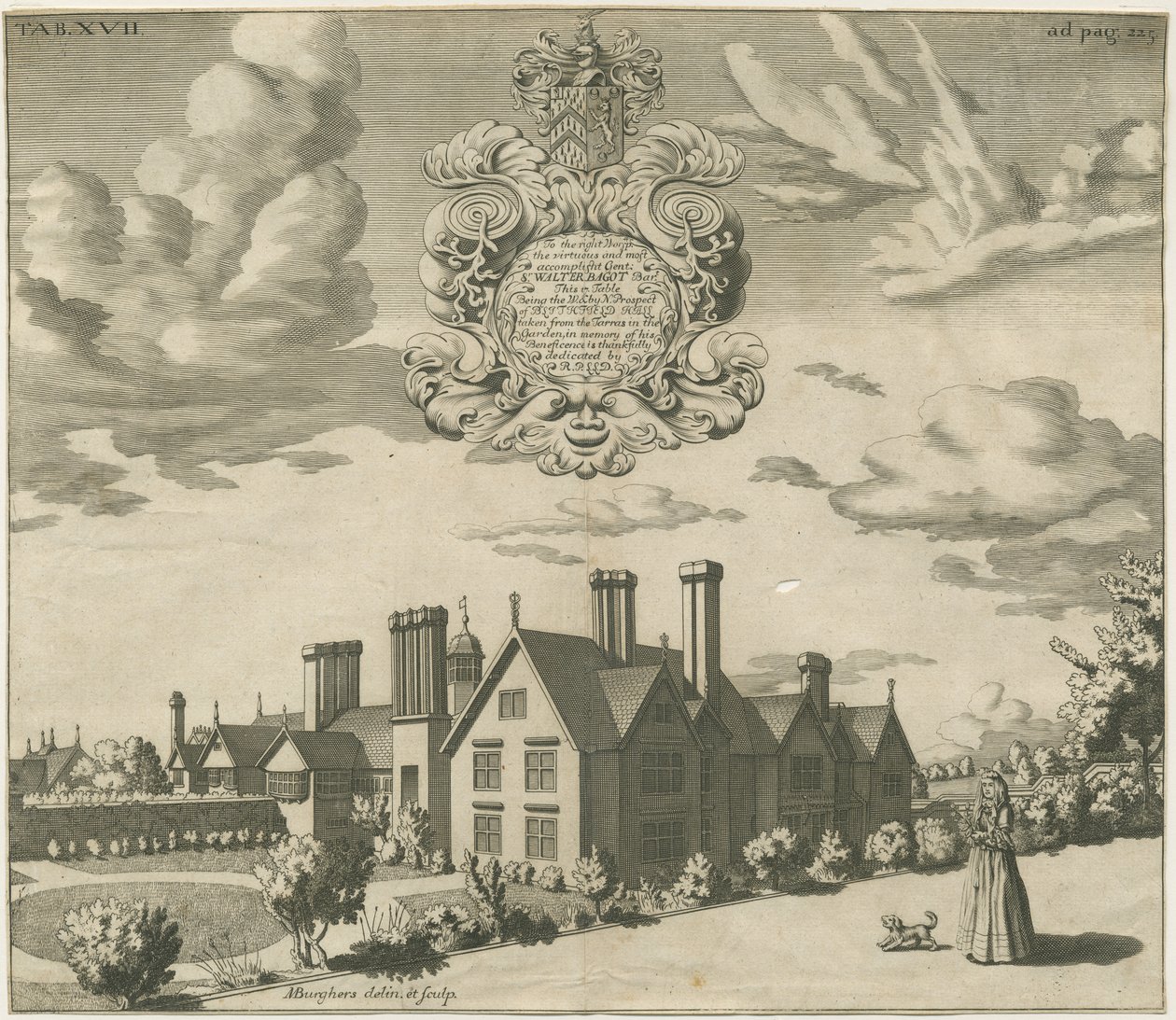 Blithfield Hall: rytina, nd [1686] (tisk) od Michael Burghers