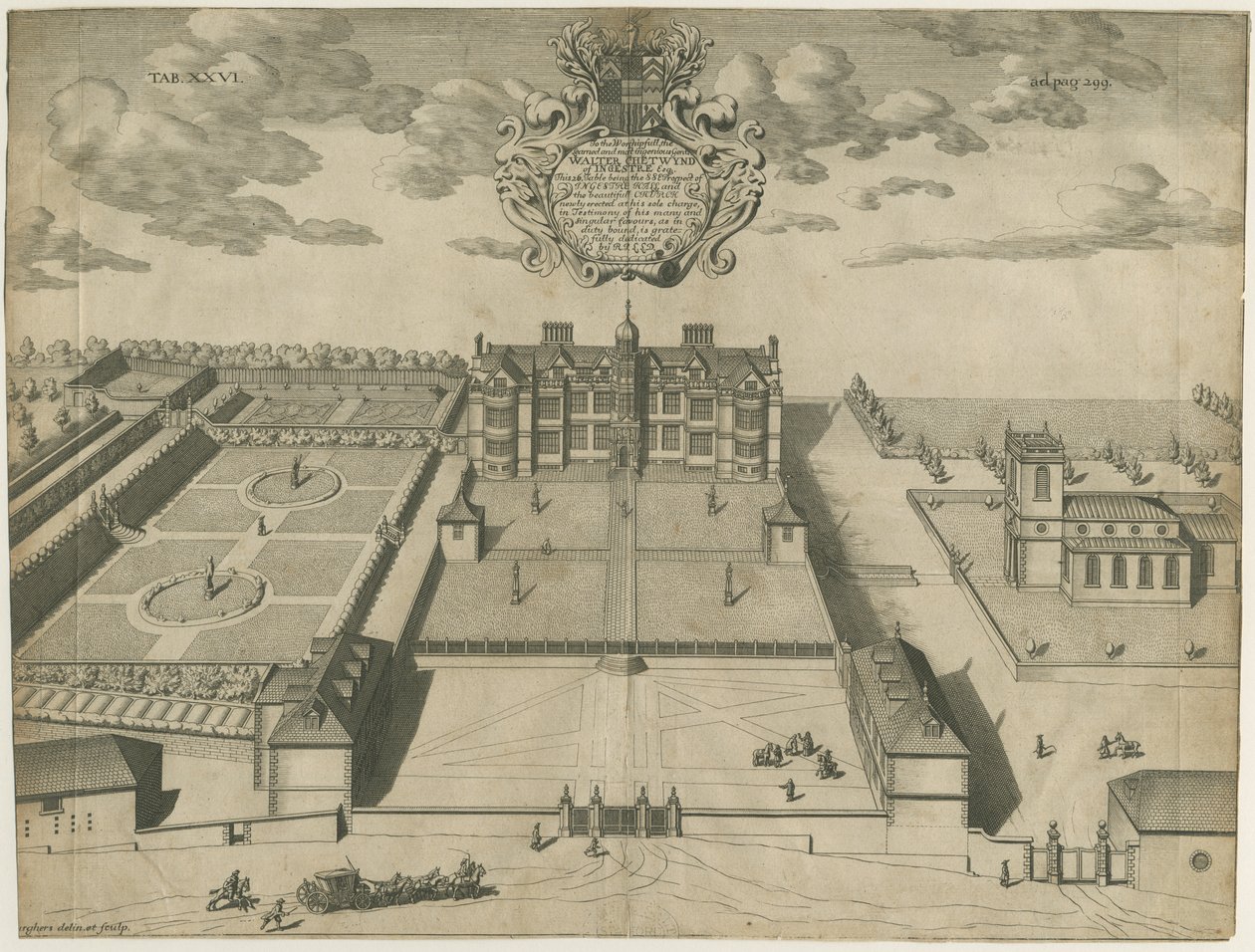 Ingestre Hall: mědirytina, nd [1653-1686] (tisk) od Michael Burghers