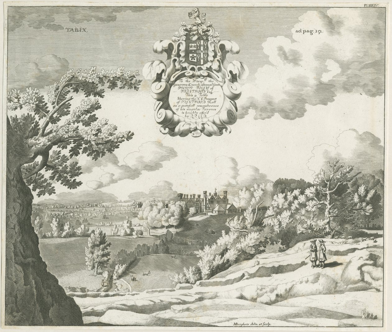 Prestwood Hall: rytina, nd [1753-1827] od Michael Burghers