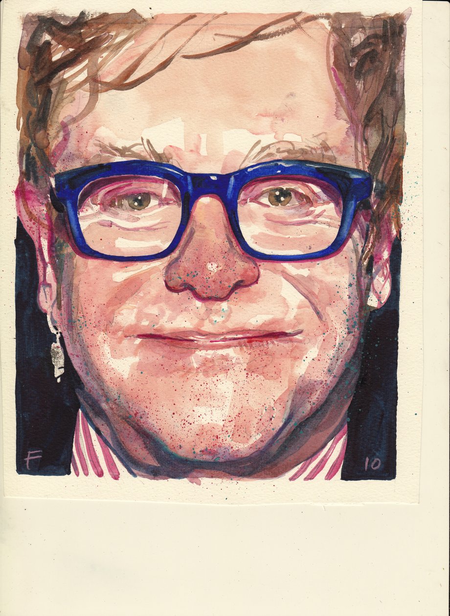 Elton John (akvarel) od Michael Frith