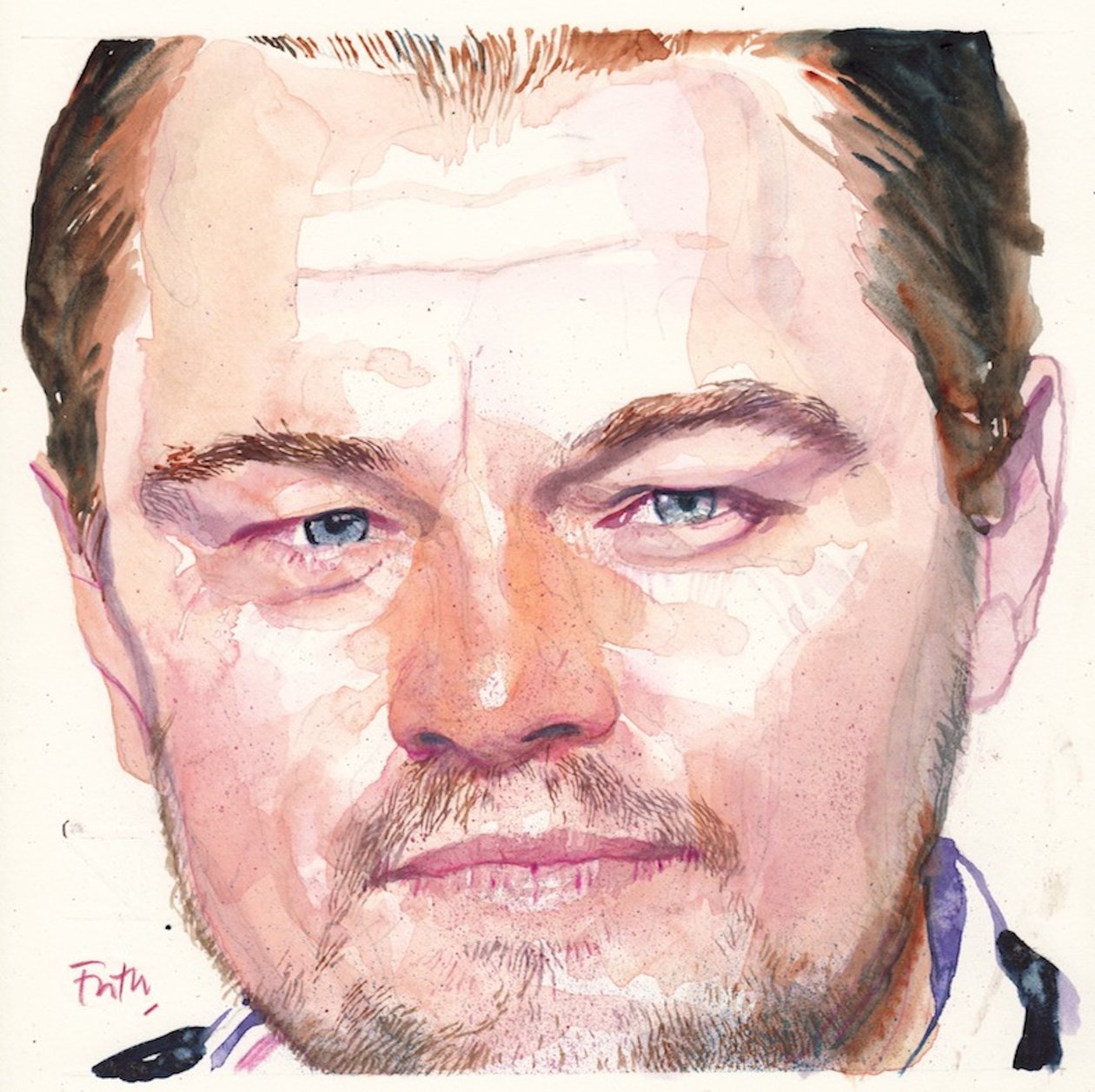 Leonardo DiCaprio, 2016 (akvarel) od Michael Frith