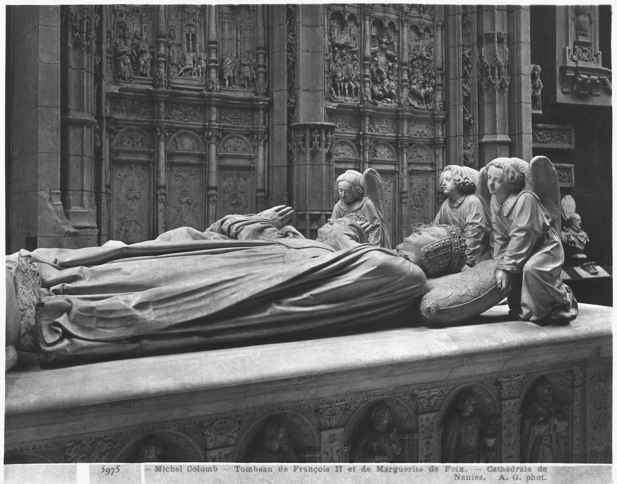 Nantes, katedrála svatého Petra a Pavla, hrobka Františka II., vévody z Bretaně a Markéty z Foix, 1502-07 (sádra litá z mramoru) (detail) od Michel Colombe