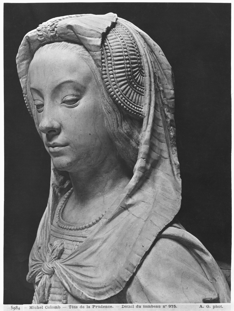 Nantes, katedrála svatého Petra a Pavla, hrobka Františka II., bretaňského vévody, a Markéty z Foix, hlava Prudence, 1502-07 (sádrový odlitek z mramoru) (detail) (viz také 345884) od Michel Colombe