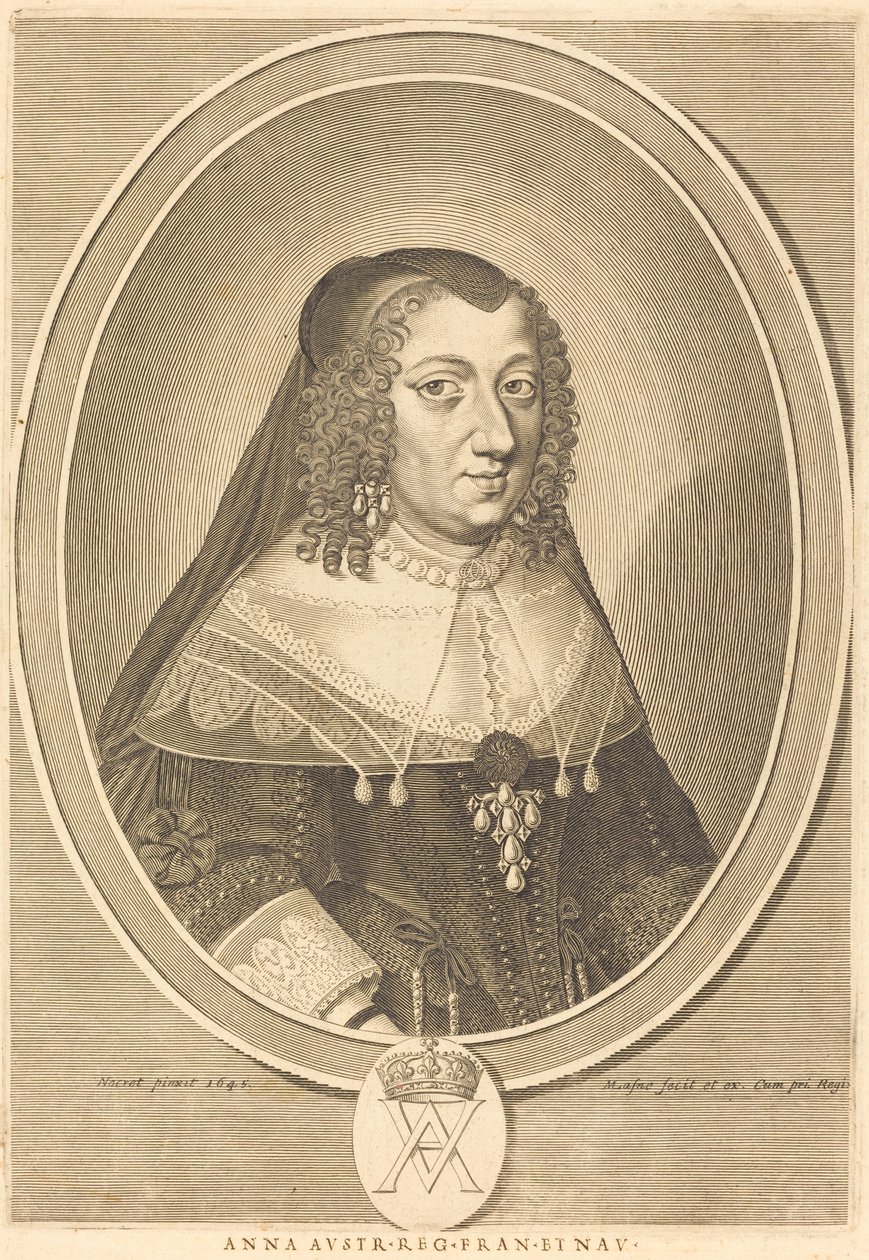 Anny Rakouské od Michel Lasne after Jean Nocret