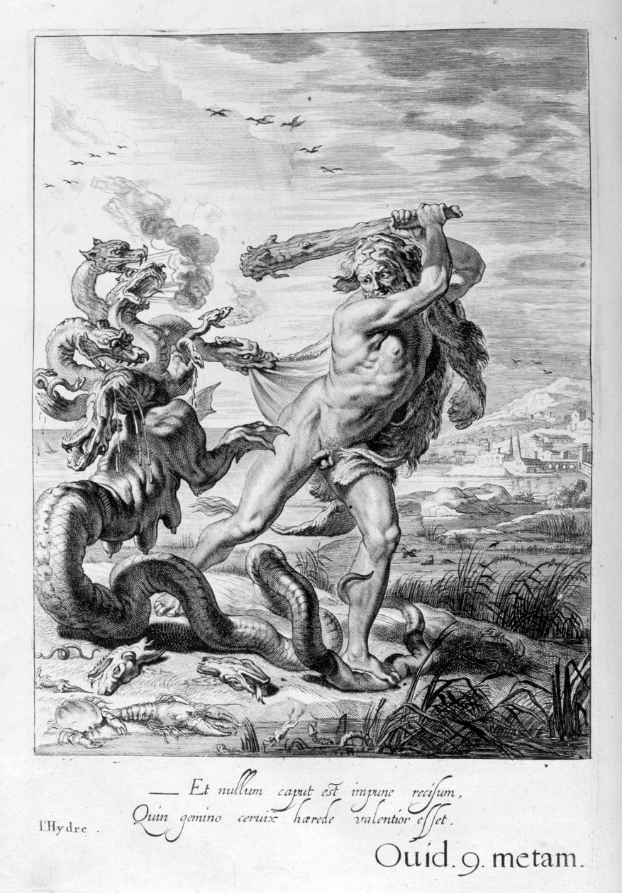 Herkules a Hydra, 1655 od Michel de Marolles