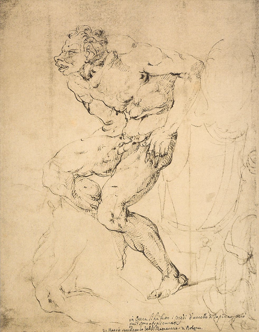 Ďábel, kresba Michelangelo. Gabinetto dei Disegni e delle Stampe, Galerie Uffizi, Florencie od Michelangelo Buonarroti
