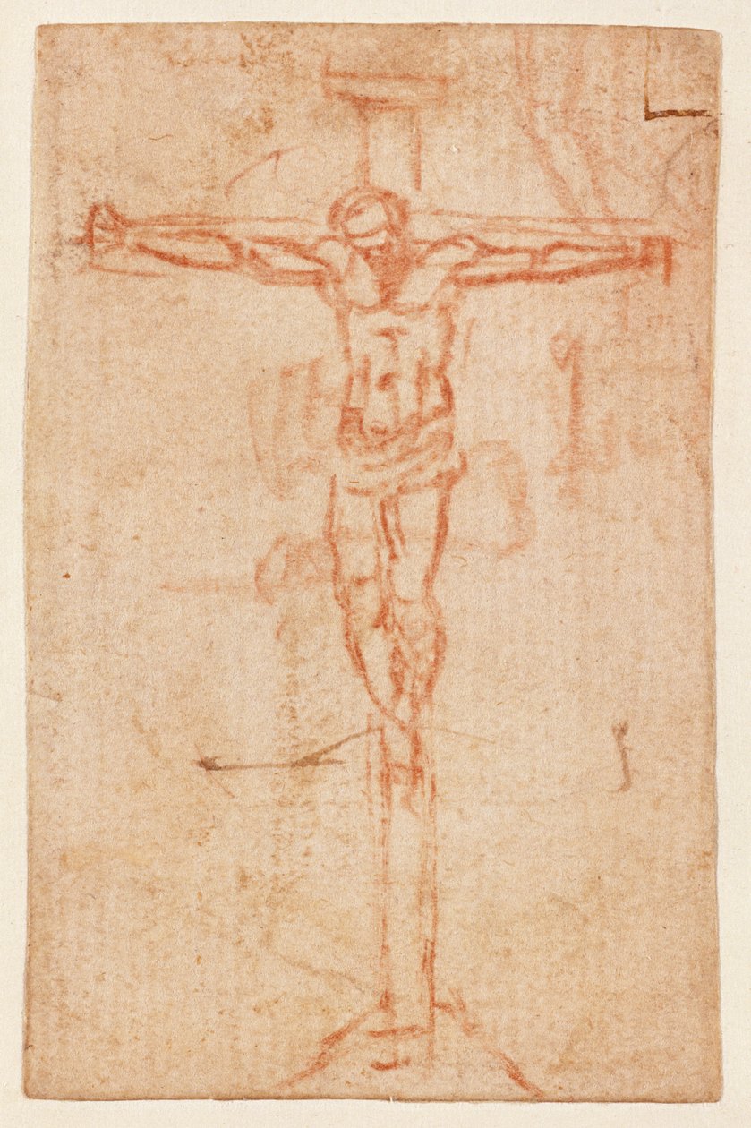 Kristus na kříži (červená křída na papíře) od Michelangelo Buonarroti