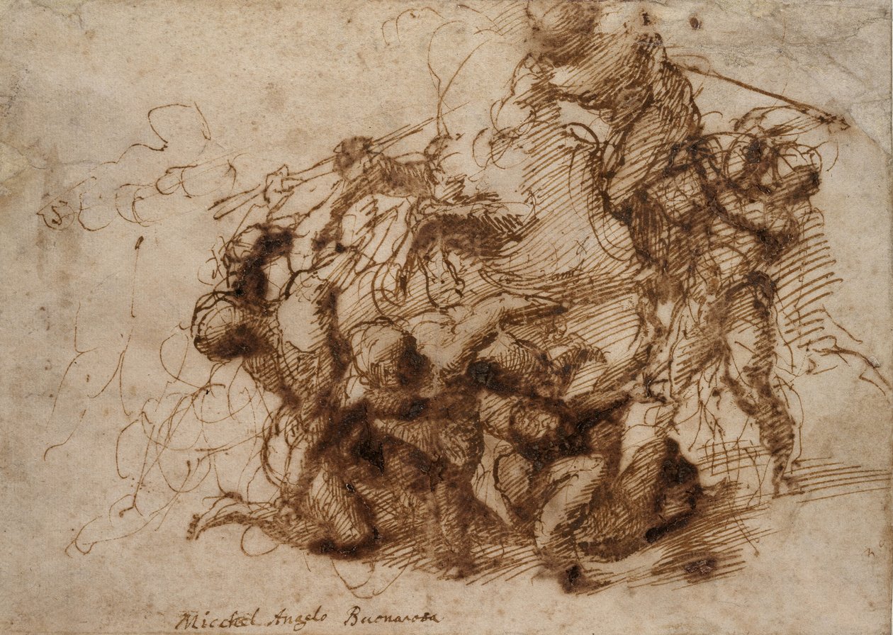 Bojová studie pro „bitvu Cascina“, 1504 od Michelangelo Buonarroti