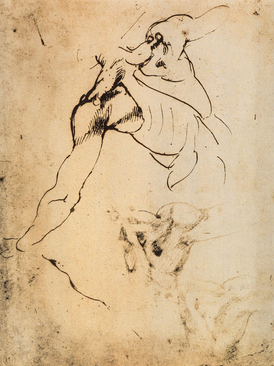 Mužská anatomická studie; kresba Michelangelo. Casa Buonarroti, Florencie od Michelangelo Buonarroti