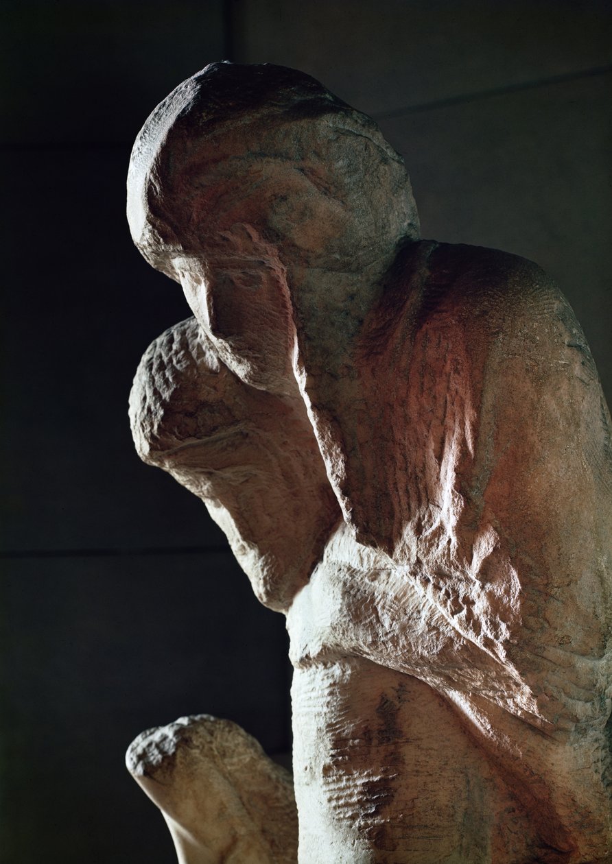 Pietà známý jako Rondanini detail hlavy mramoru od Michelangelo Buonarroti