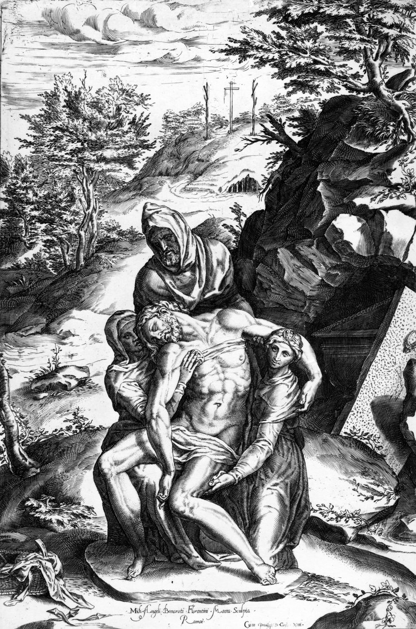 Pieta, vyryl Alberti Cherubino od Michelangelo Buonarroti