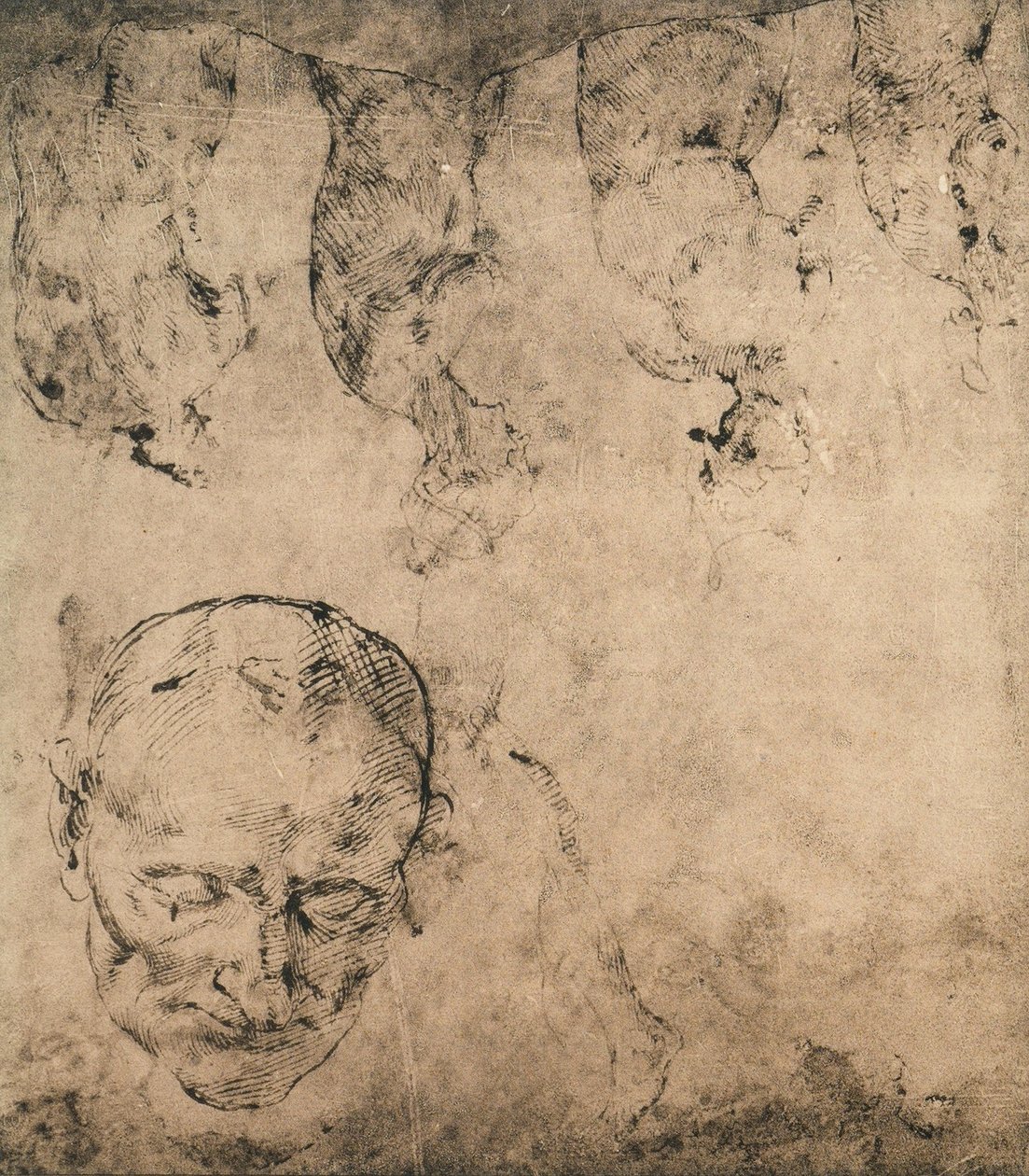 Studie na hlavu; kresba Michelangelo. Casa Buonarroti, Florencie od Michelangelo Buonarroti