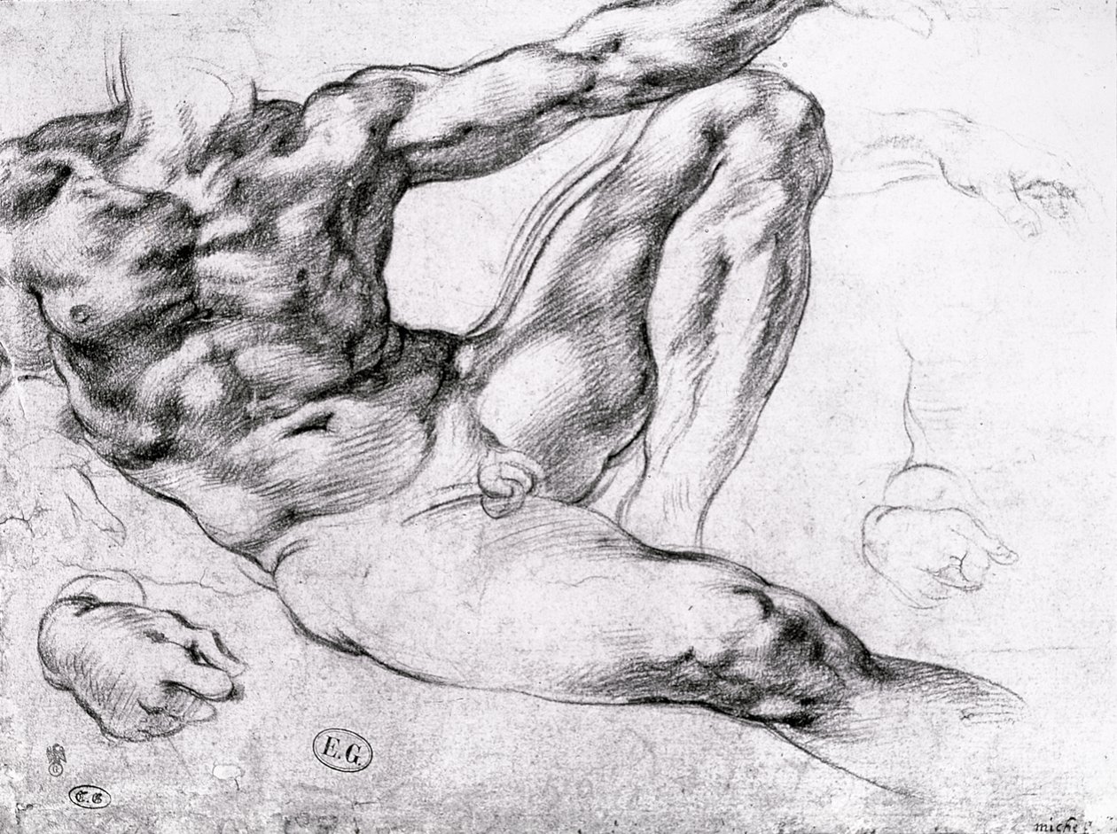 Studie pro stvoření Adama od Michelangelo Buonarroti