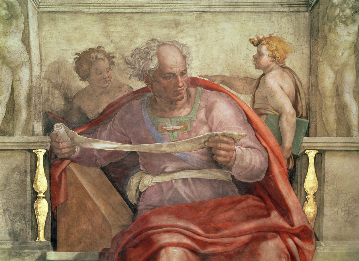 Prorok Joel, od Sixtinského stropu (před restaurováním) od Michelangelo Buonarroti