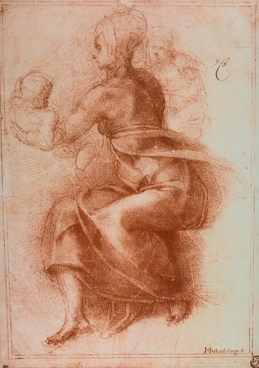 Panna s dítětem; kresba Michelangela. Louvre, Paříž od Michelangelo Buonarroti