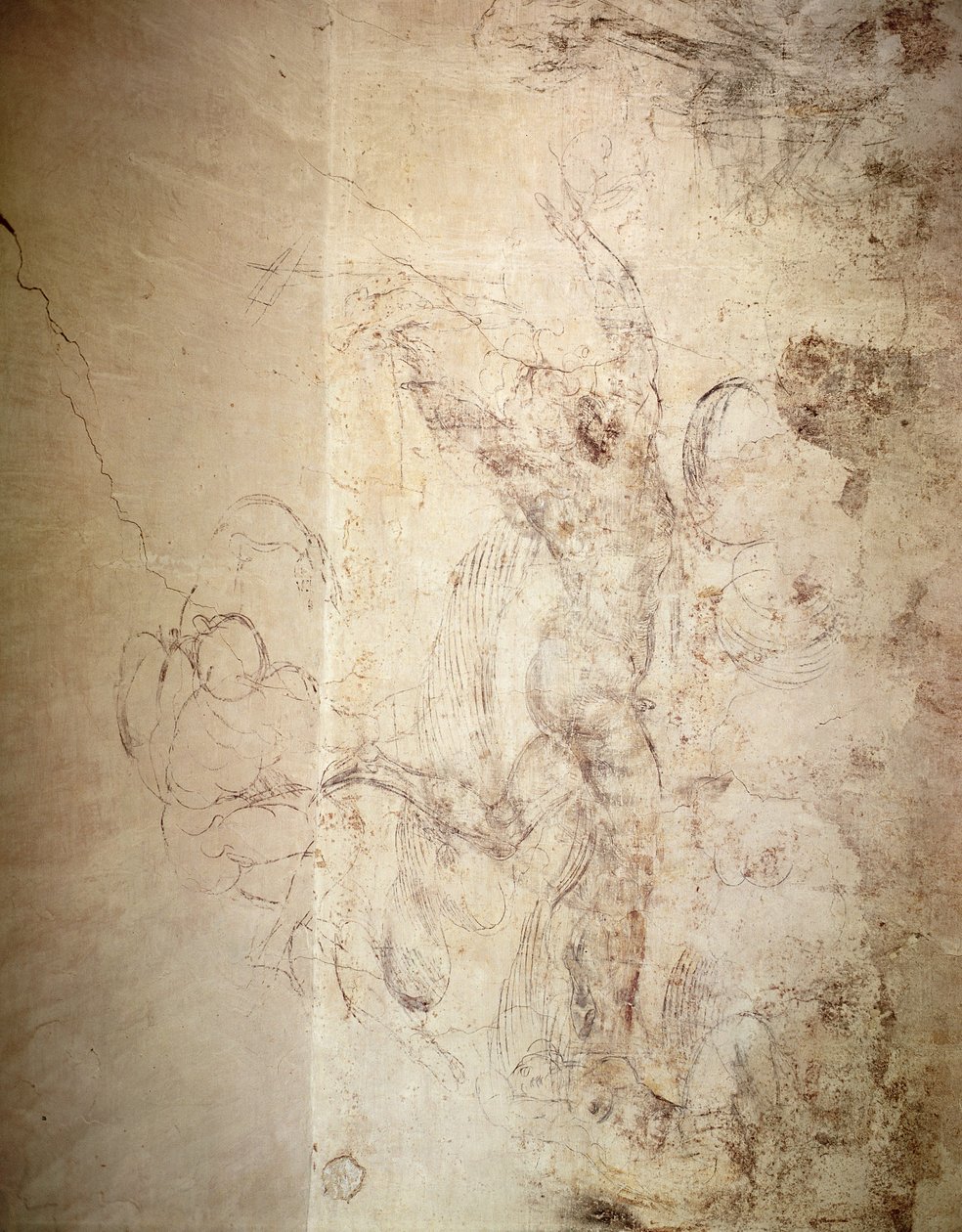 Nástěnná kresba nahé postavy od Michelangelo Buonarroti