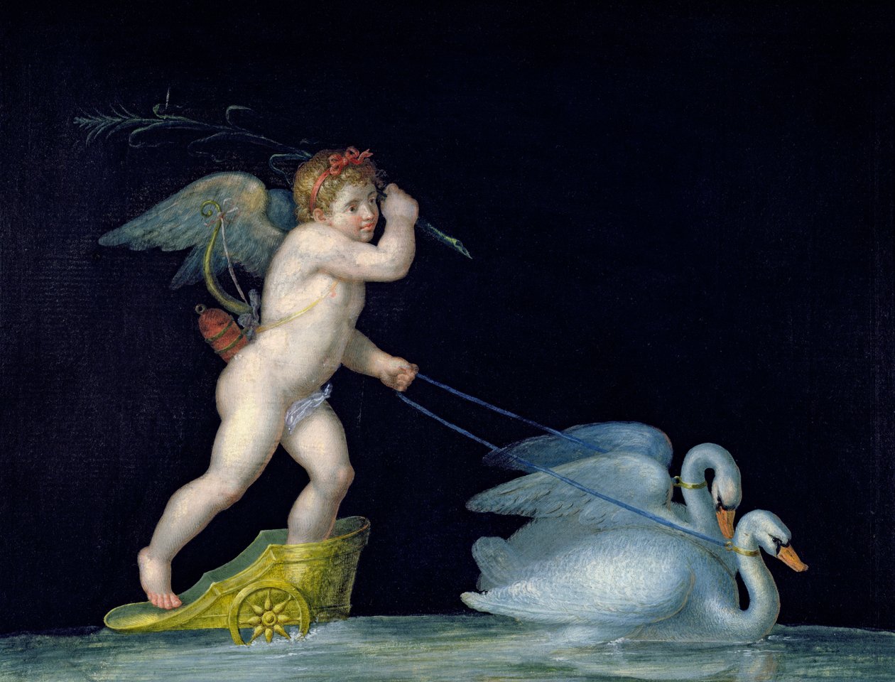 Amor je veden párem labutí od Michelangelo Maestri