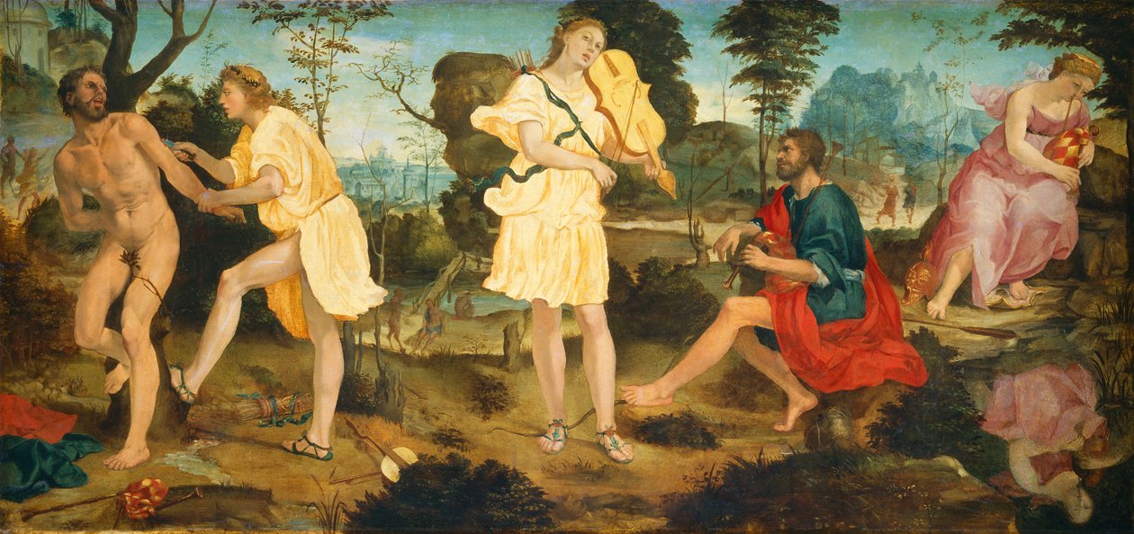 Apollón a Marsyas. od Michelangelo Anselmi