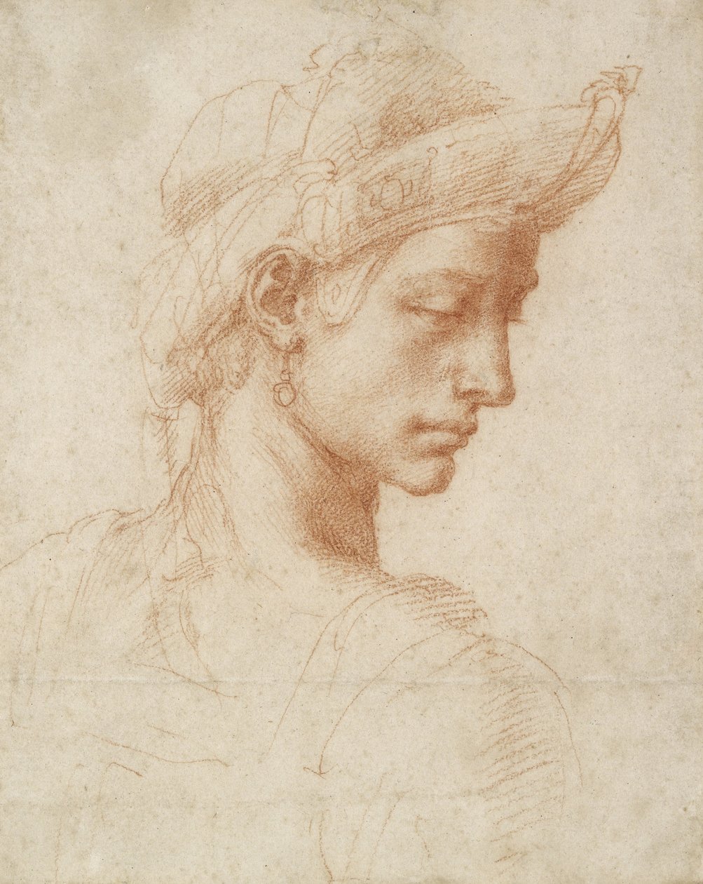 Ideal Head, c.1518-20 (červená křída na papíře) od Michelangelo Buonarroti