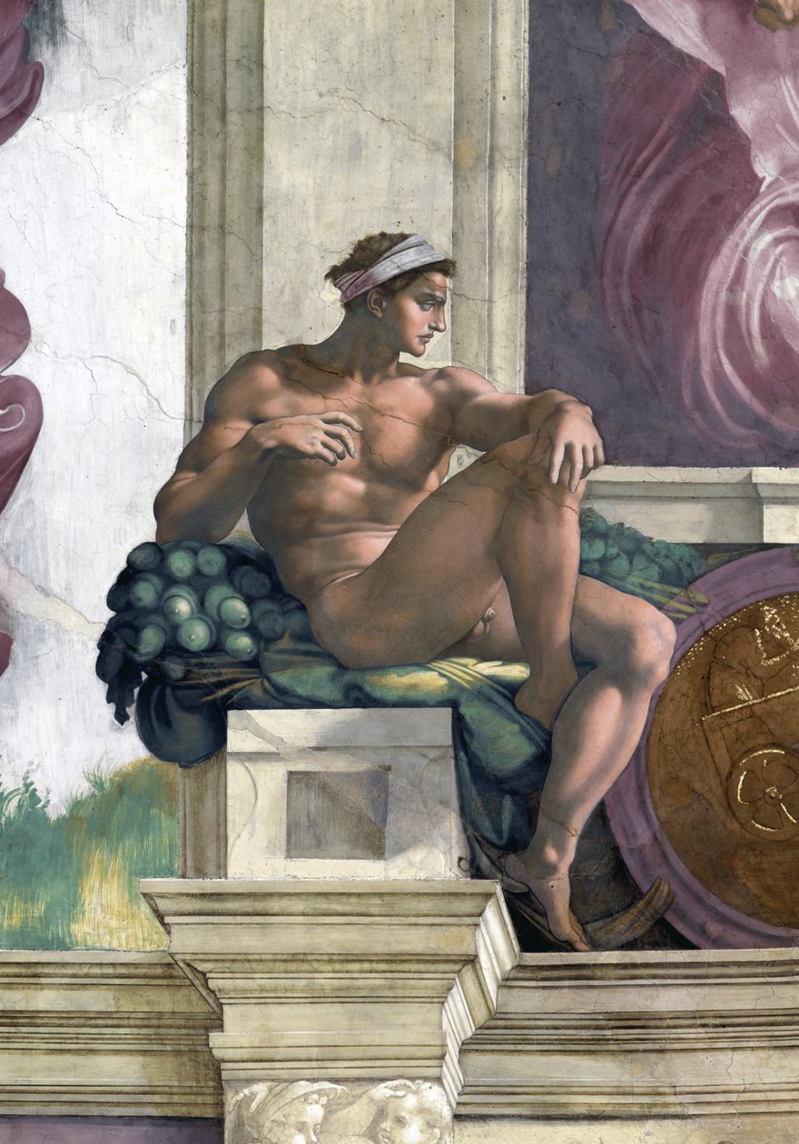 Ignudo (strop Sixtinské kaple ve Vatikánu) od Michelangelo Buonarroti
