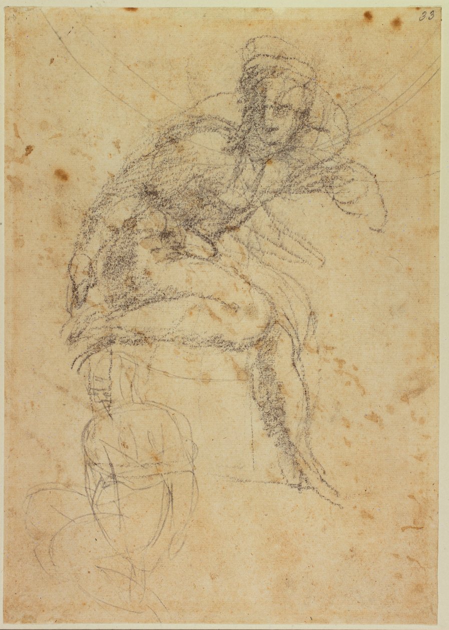 Studie dvou Sixtinských aktů od Michelangelo Buonarroti