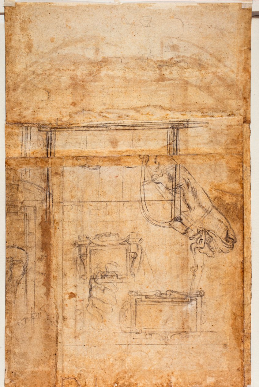 Různé studie postav a architektury od Michelangelo Buonarroti