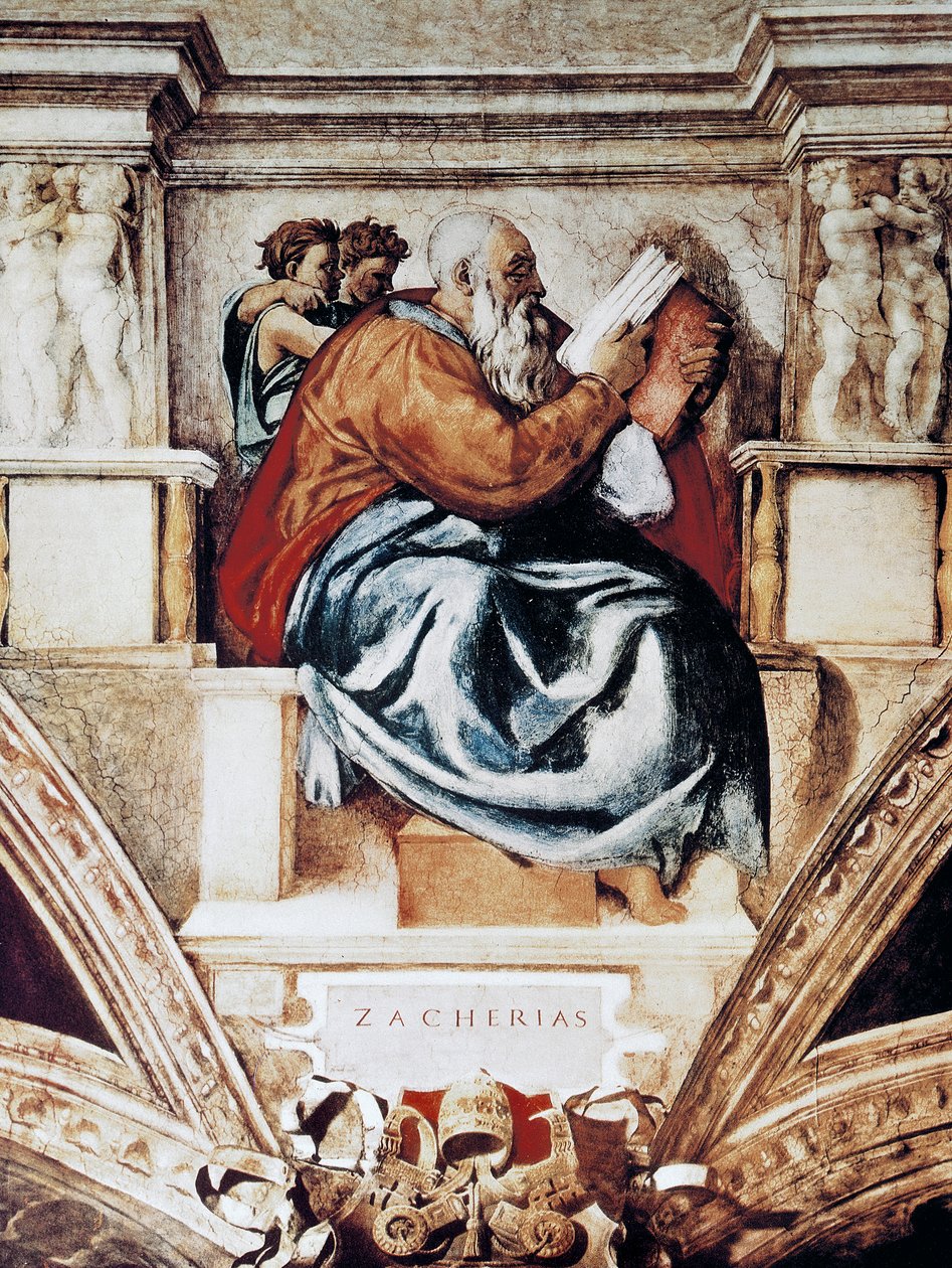 Zachariáše, detail ze stropu Sixtinské kaple od Michelangelo Buonarroti