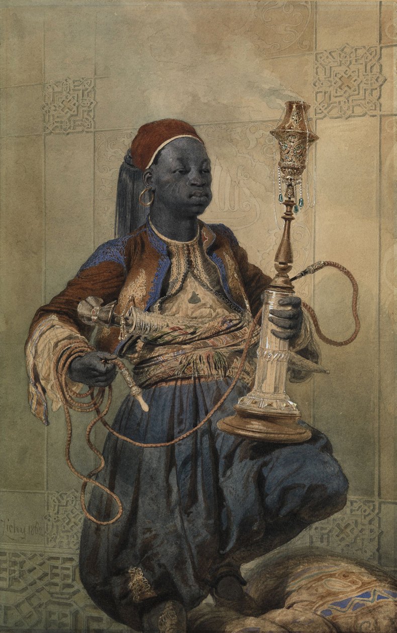 Nubian s vodní dýmkou, 1862 od Mihaly von Zichy