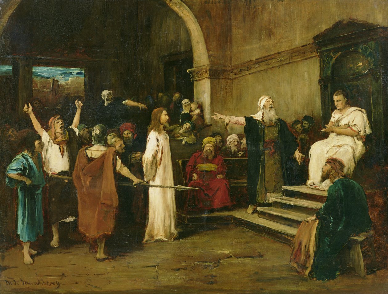 Kristus před Pilátem, 1880 (studie 47889) od Mihály Munkácsy