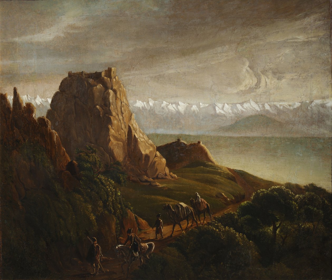 Kavkazská krajina s velbloudy, 1837-1838 od Mikhail Yuryevich Lermontov