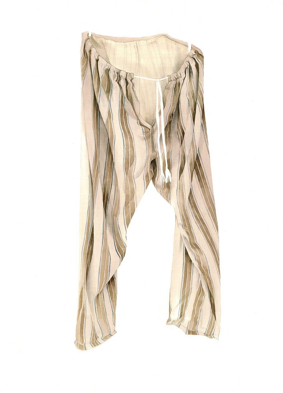 Neds Stripy Pyjama Bottoms, 2003 (wc na papíře) od Miles Contemporary Artist Thistlethwaite