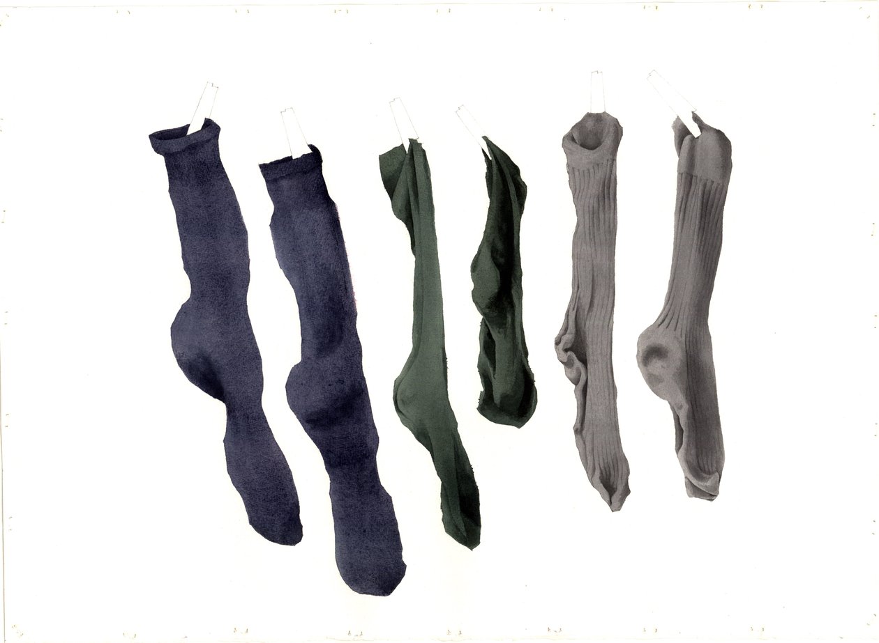 Six Socks, 2003 (wc na papíře) od Miles Contemporary Artist Thistlethwaite