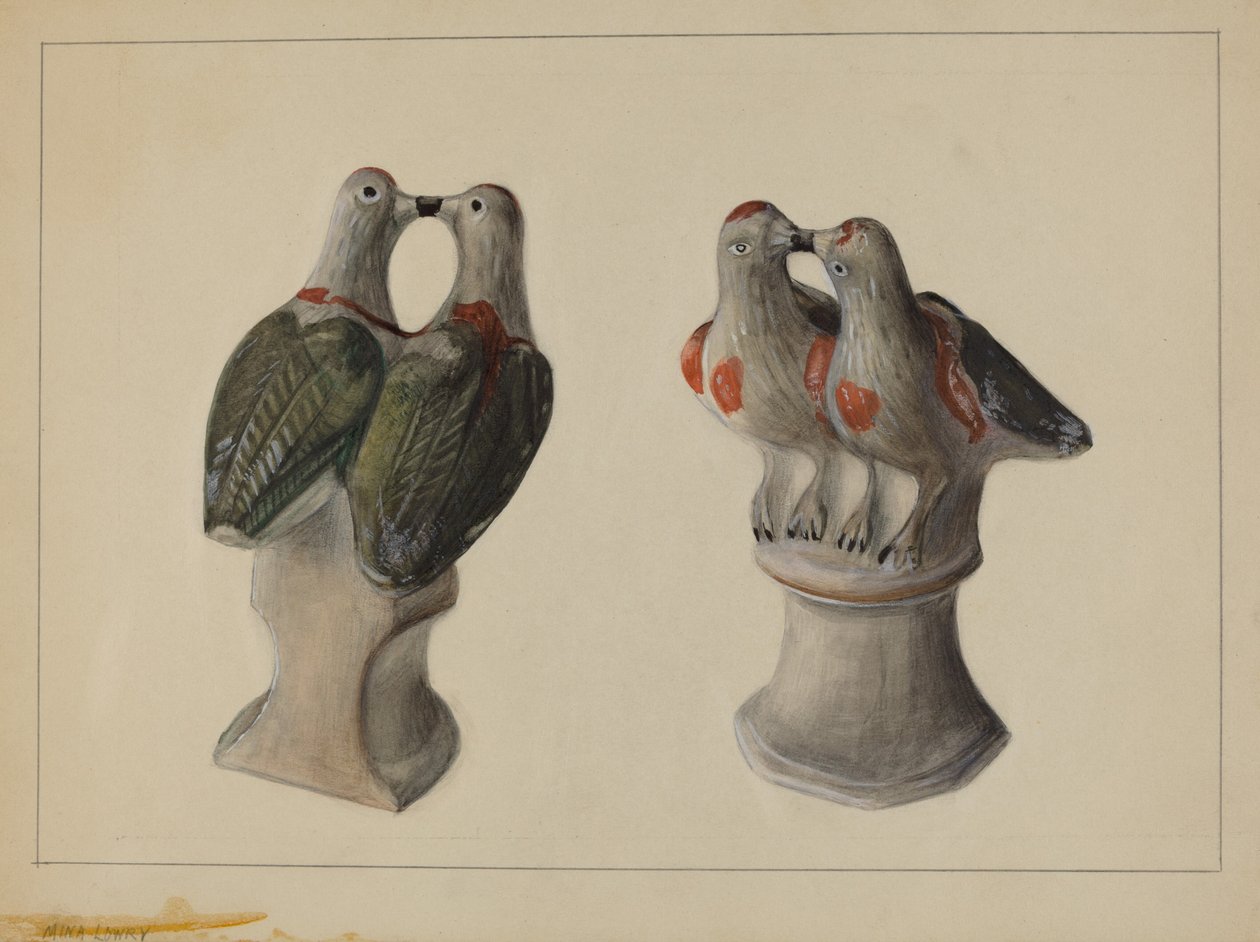 Chalkware Lovebirds, c. 1937. od Mina Lowry