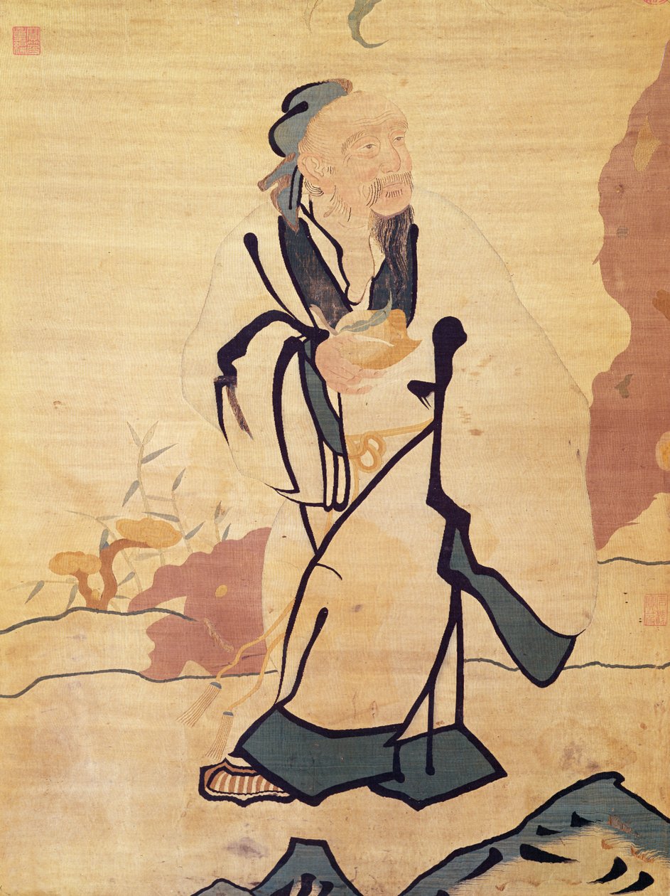 Detail nesmrtelného držícího broskev (hedvábí) od Ming Dynasty Chinese School