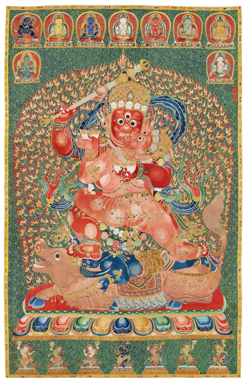 Císařská vyšívaná hedvábná thangka od Ming Dynasty Chinese School