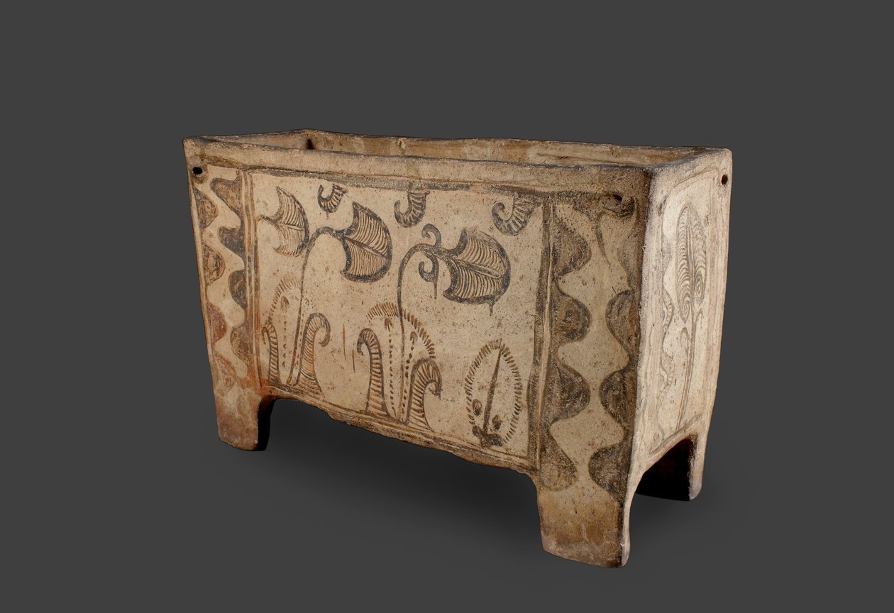 Painted Coffin, Knossos, Kréta, cca 1500 př. n. l. (malovaná kamenina) (reverzní viz 419818) od Minoan