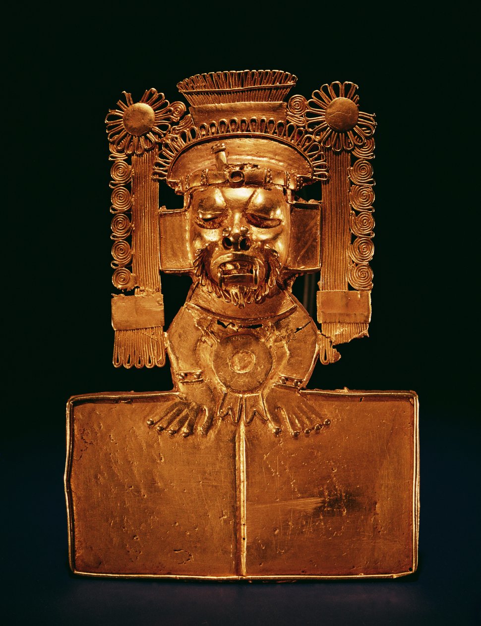 Pektorál boha Xipe Totec (zlato) od Mixtec