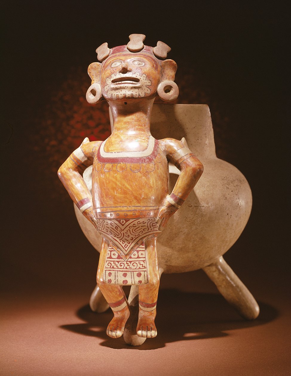 Stativová váza s podobiznou, z Miahuatlan, Oaxaca (keramika) od Mixtec