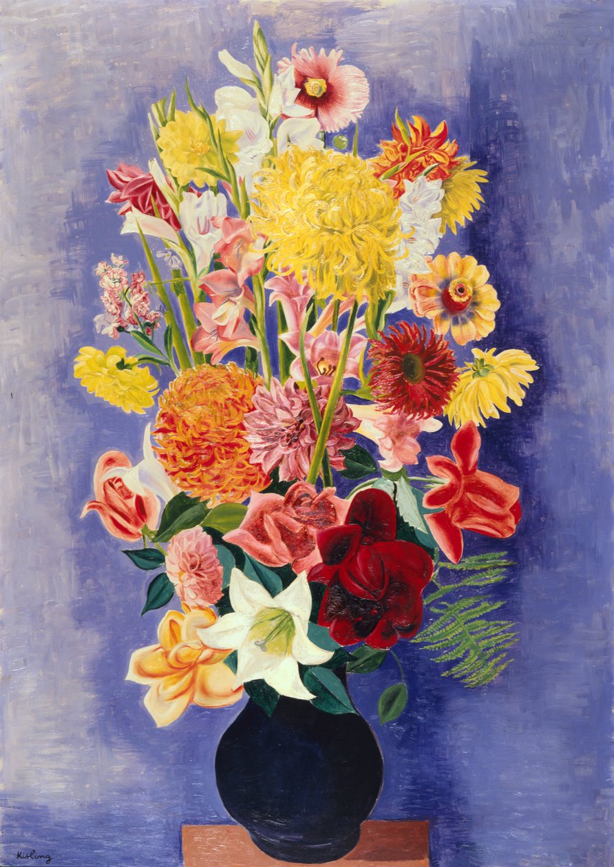 Jiřiny, růže, gladioly a lilie od Moise Kisling