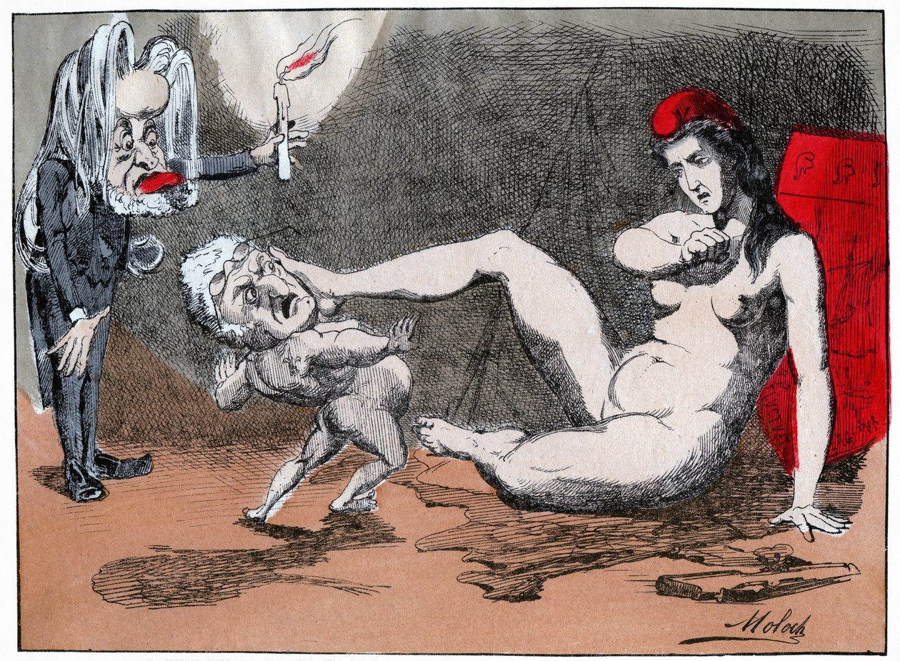 Adolphe Thiers znásilní Marianne, kolem roku 1875 (tisk) od Moloch (1849 1909)