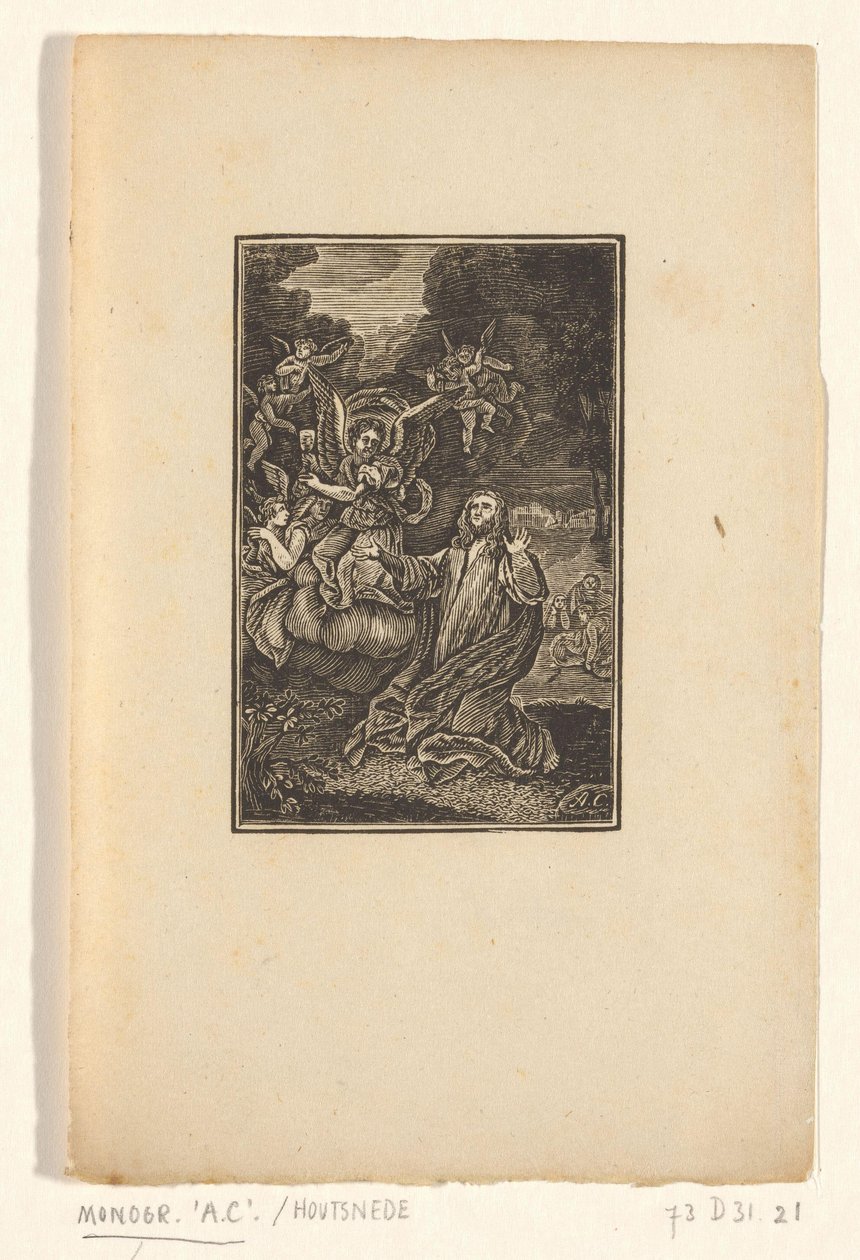 Kristus na hoře Olivetské od Monogrammist AC (houtgraveur)