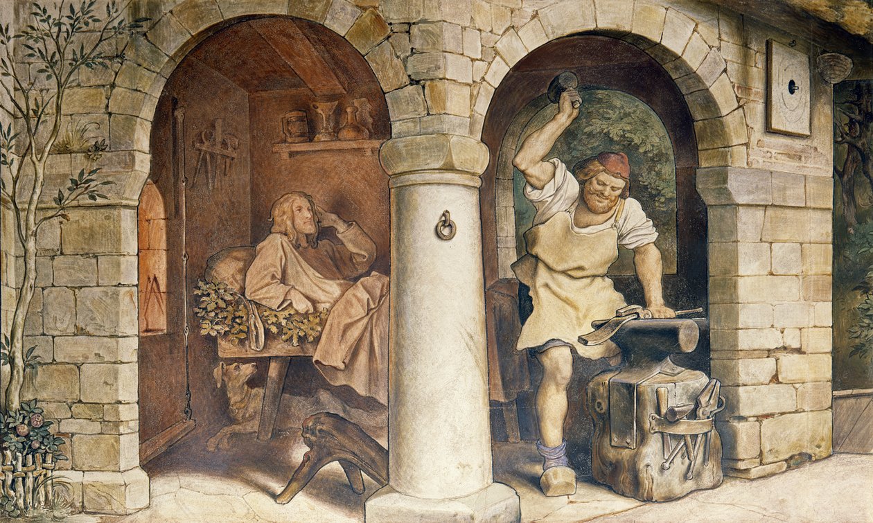 The Blacksmith of Ruhla, c.1854 (detail) (viz také 311146) od Moritz Ludwig von Schwind