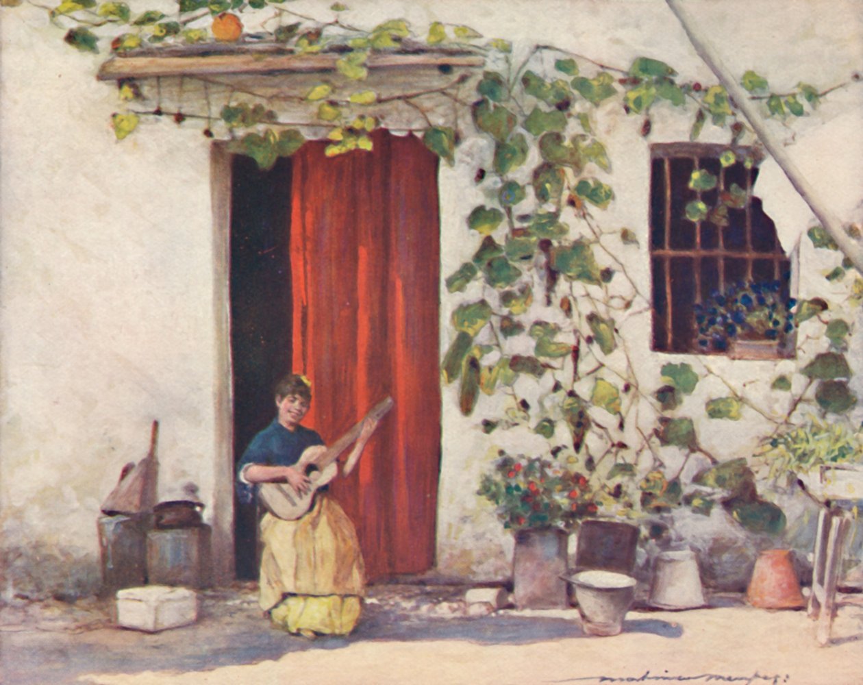 A Courtyard, Sevilla, 1903. od Mortimer L Menpes