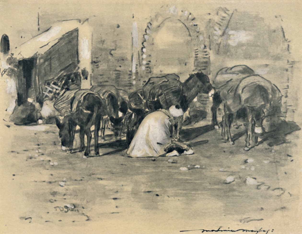 "Pouliční scéna v Tangeru", 1903. od Mortimer L Menpes