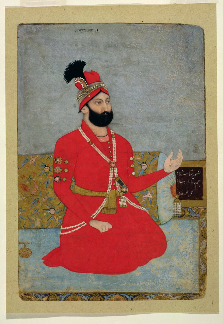 Portrét Nadir Shah Afshar z Persie (1688-1747), 1700-25 (neprůhledné wc na papíře) od Mughal School