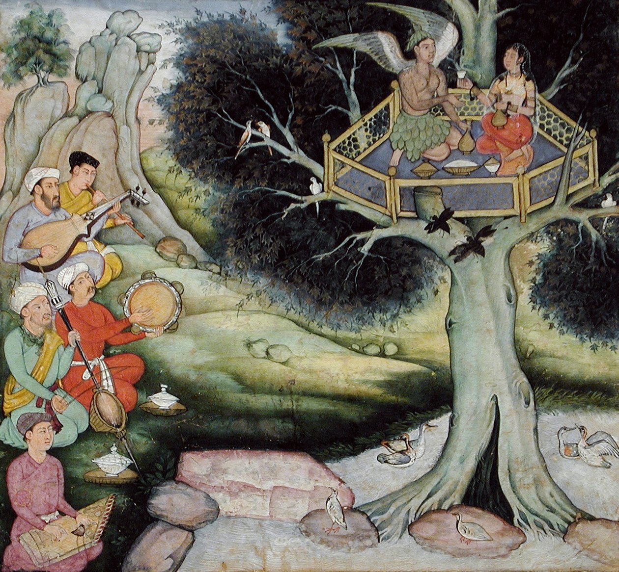 Somaprabha a nebeská nymfa poslouchající hudbu, c.1590 od Mughal School