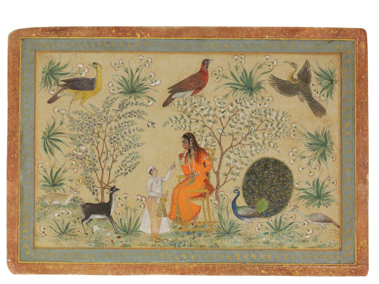 Šlechtická žena v zahradě, kolem roku 1740 od Mughal School