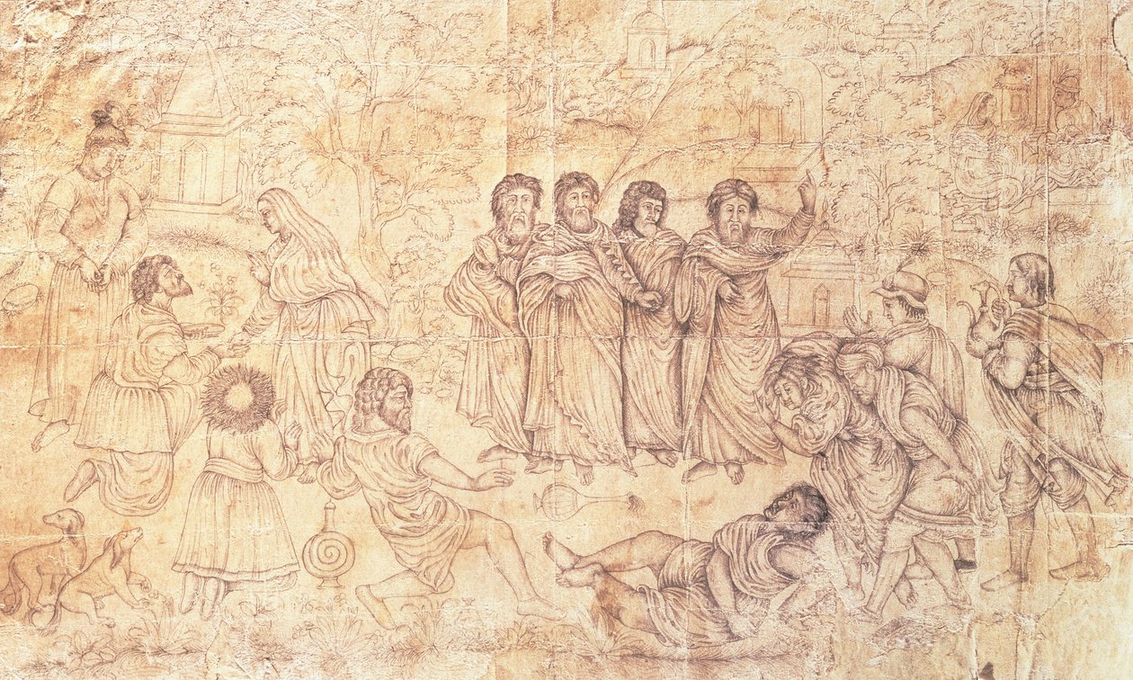 Smrt Ananiáše, kolem 1650-1680 od Mughal School